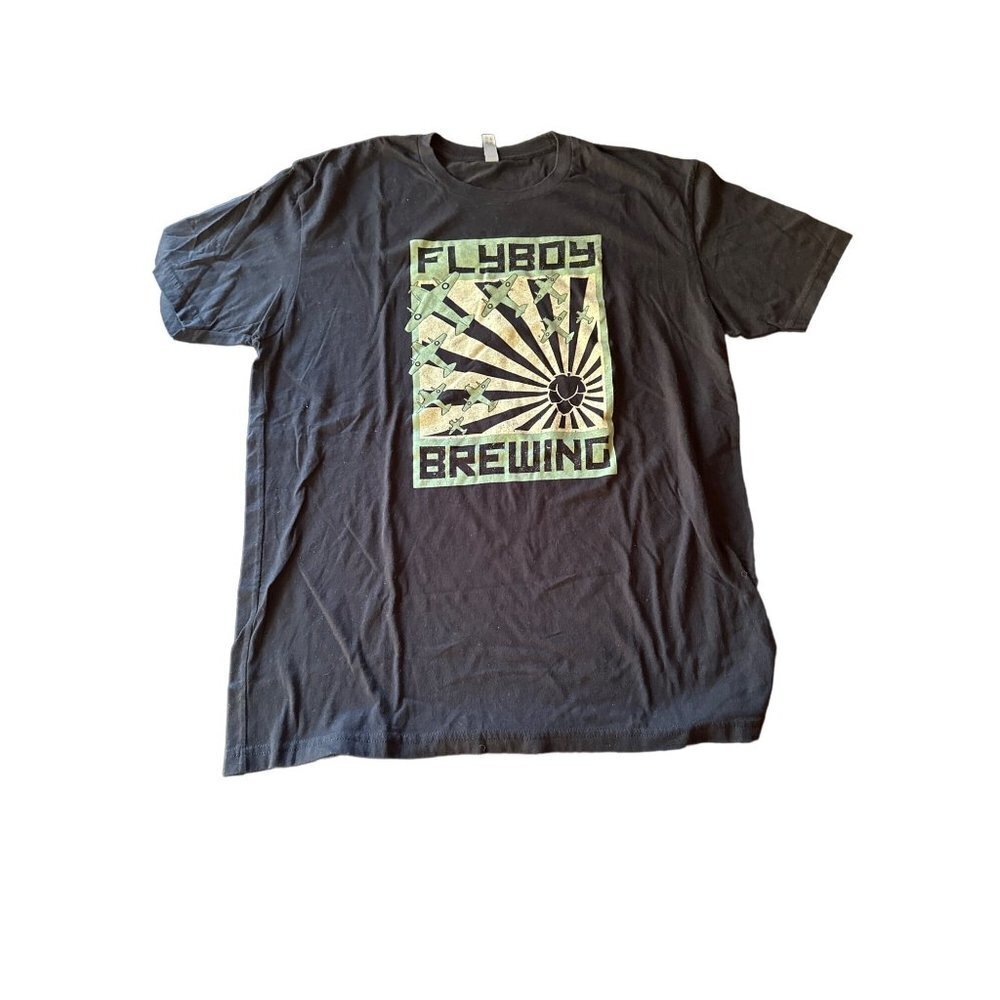 Flyboy Brewing T-Shirt Black Aviation Graphic Tee XL Short Sleeve Crew Neck